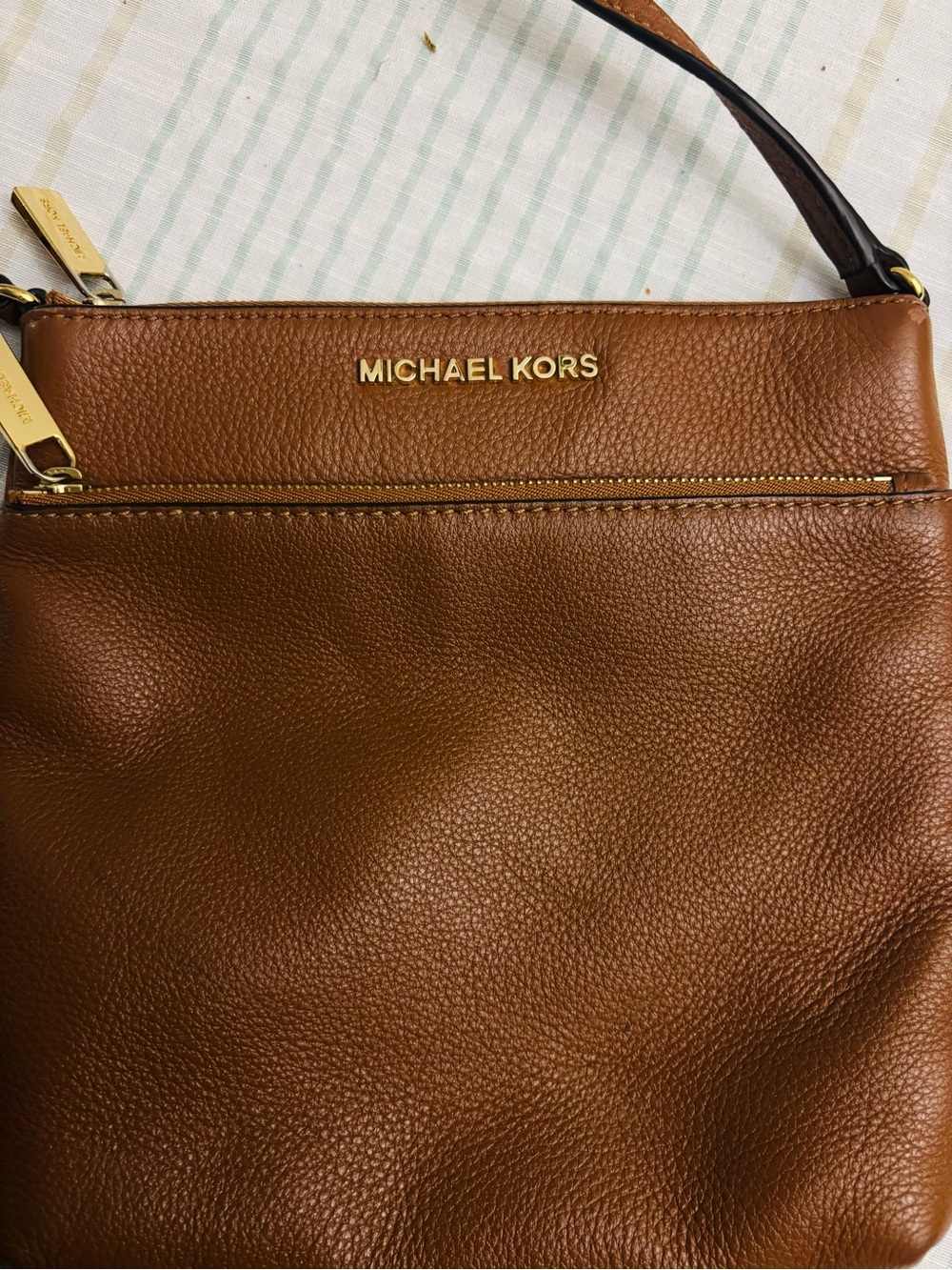 Michael Kors Chestnut Brown Pebbled Leather Crossbody